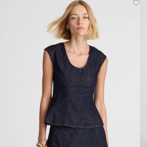 Madewell Denim Seamed Scoopneck Top in Rinse Wash NX917 Size 2 NWT